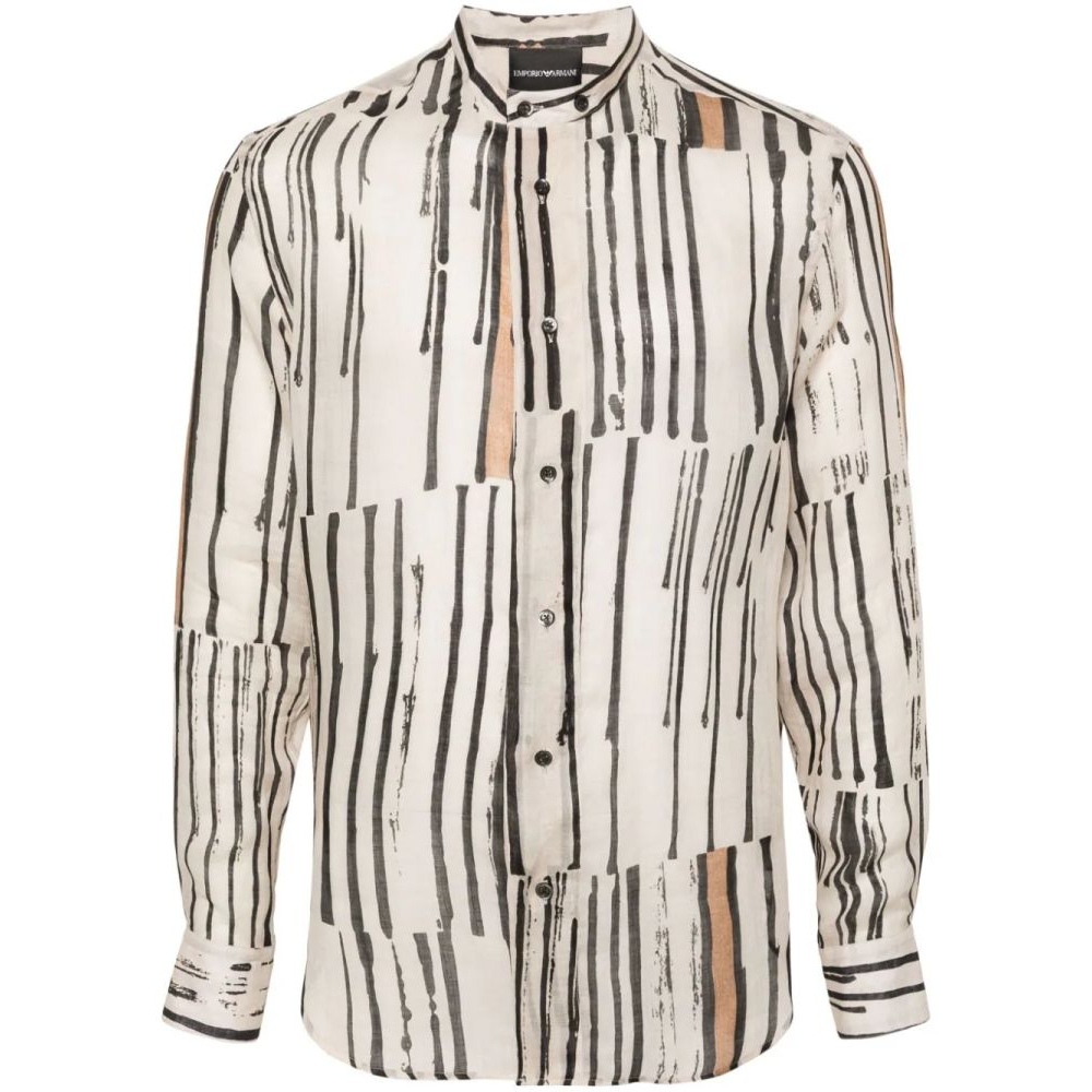 Chemise 'Band-Collar Striped' pour Hommes