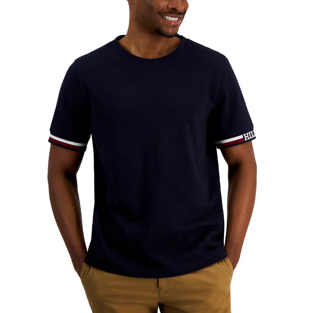 Men's 'Monotype Logo Stripe Tipped' T-Shirt