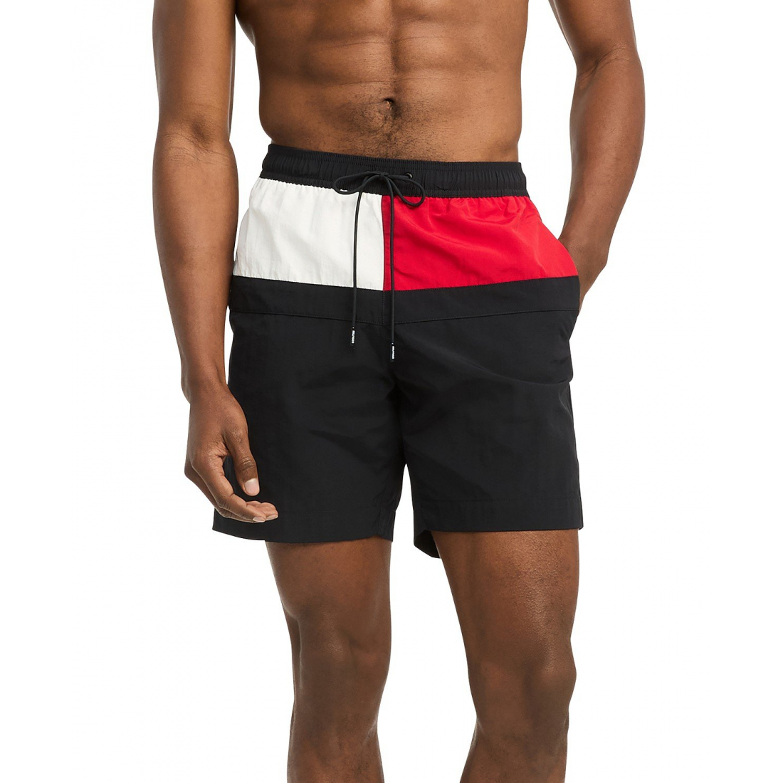 Men's 'Long Drawstring Flag' Swimming Shorts