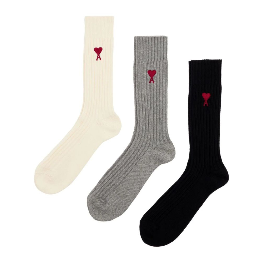 Men's 'Logo-Embroidered Ribbed-Knit' Socks - 3 Pairs