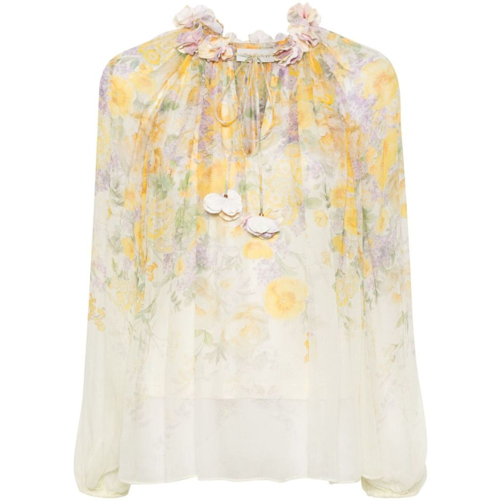 'Harmony Billow Floral' Langärmelige Bluse für Damen