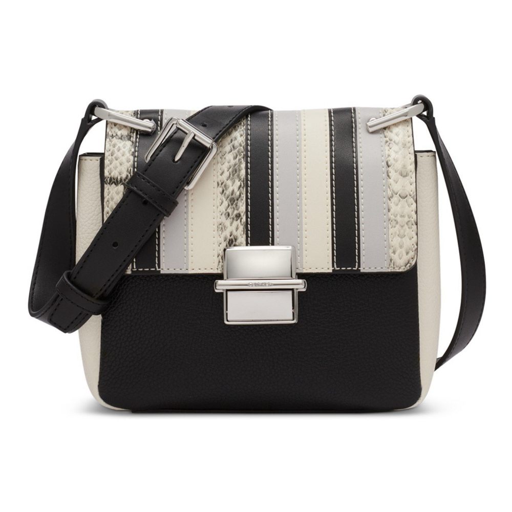 Women's 'Clove Mixed Material Push-Lock with Adjustable Strap' Crossbody Bag