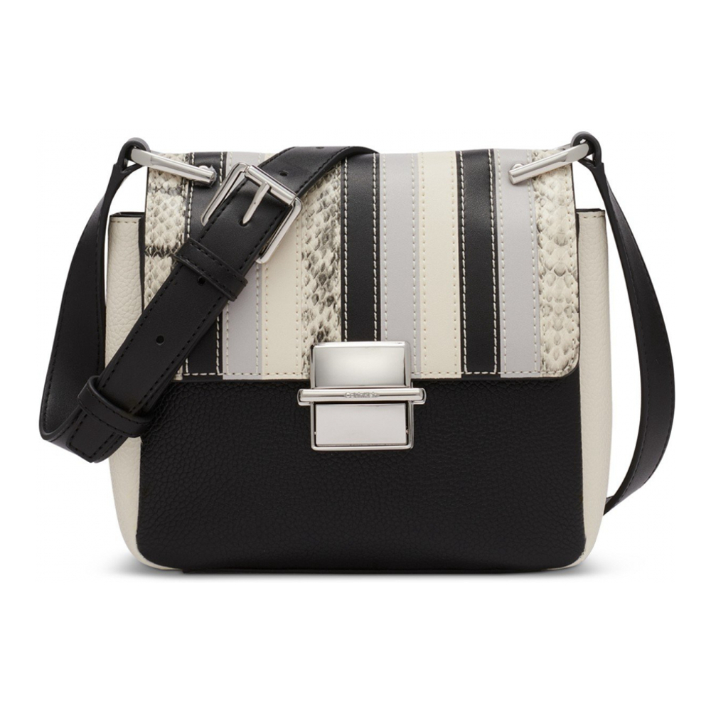 'Clove Mixed Material Push-Lock with Adjustable Strap' Umhängetasche für Damen