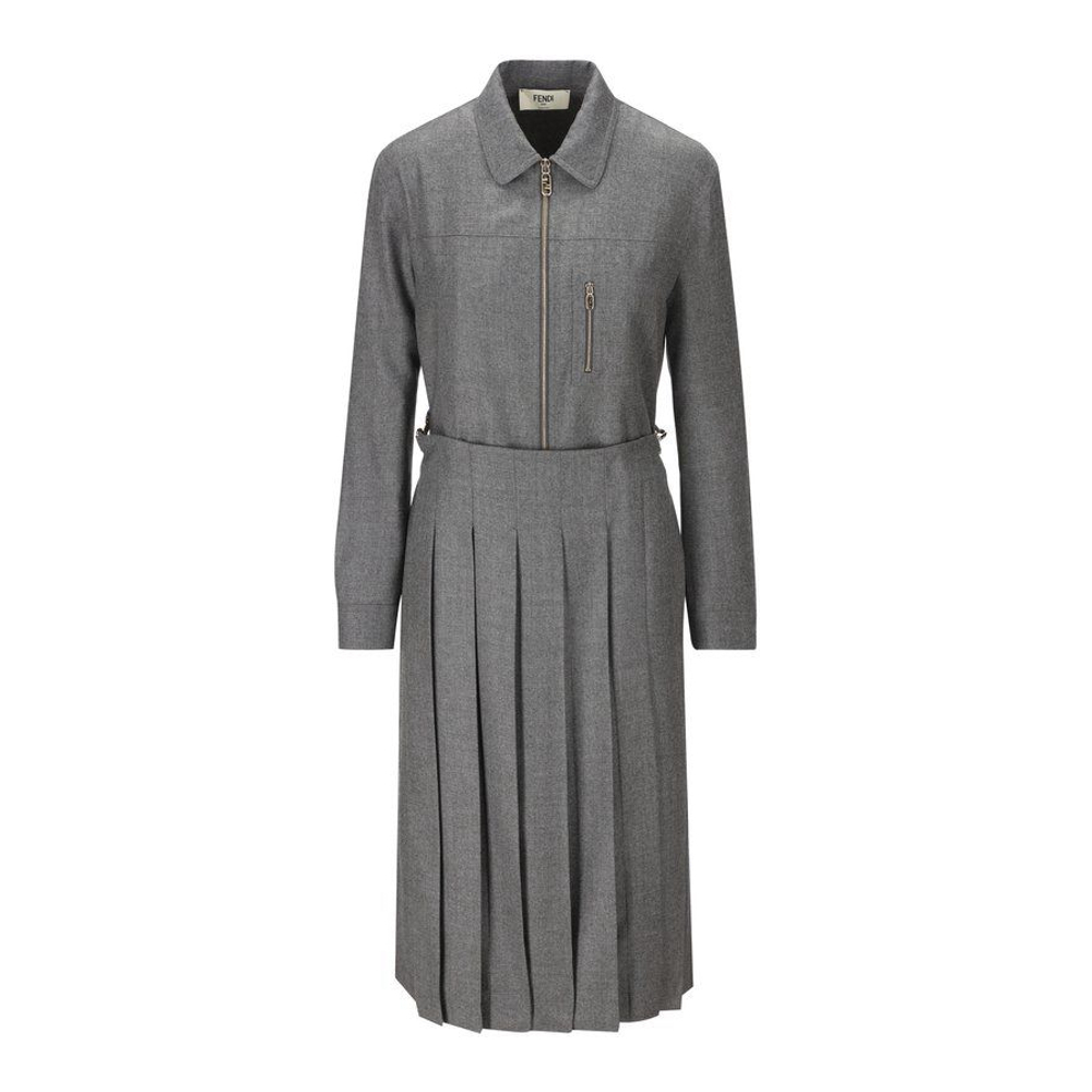 'Pleated Shirt-Style' Midi Kleid für Damen