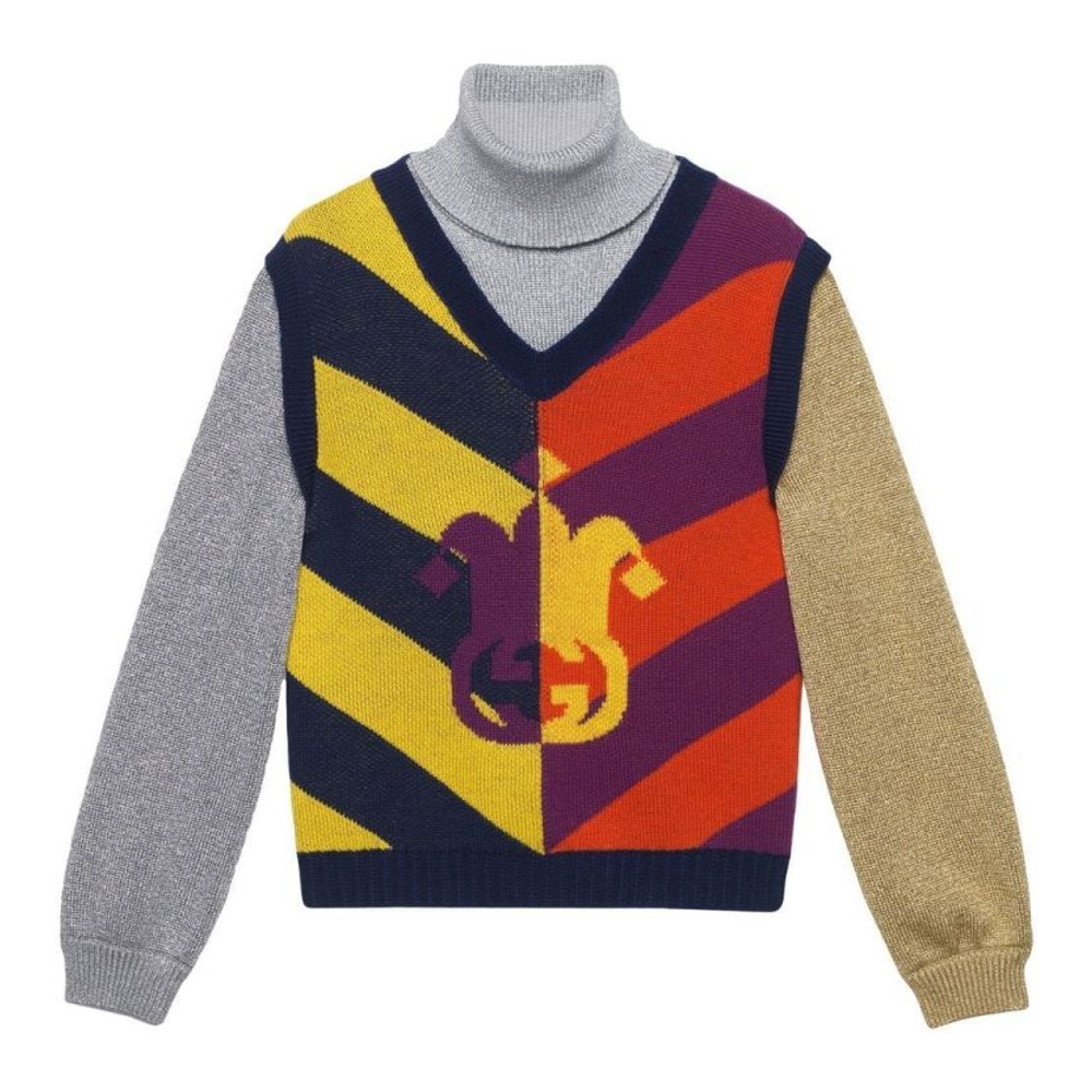 Men's 'Colour-Block Striped' Turtleneck Sweater