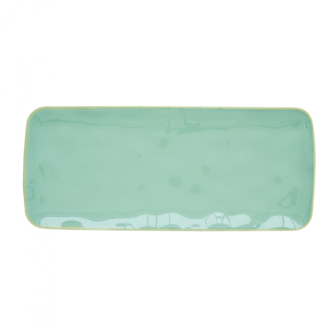 Set Of 4 Rectangular Porcelain Plate Interiors Aqua - 36X16 cm