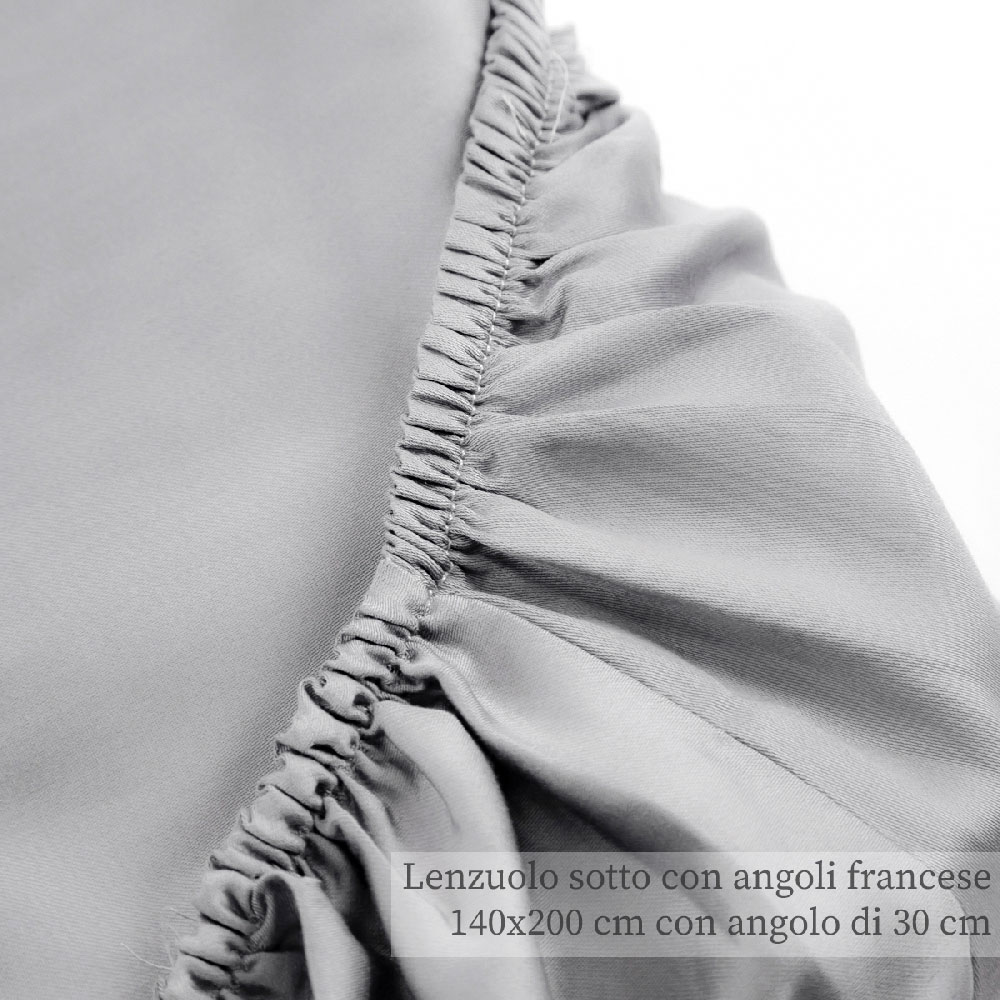 'Satin' French Size Fitted Sheet - 200 x 140 x 30 cm