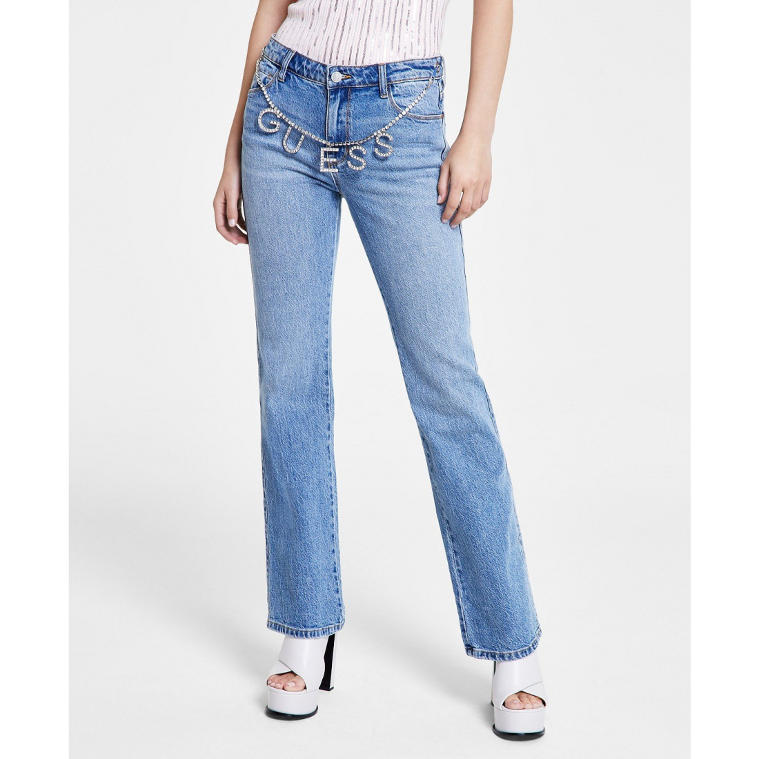 Jeans 'Embellished-Chain' pour Femmes