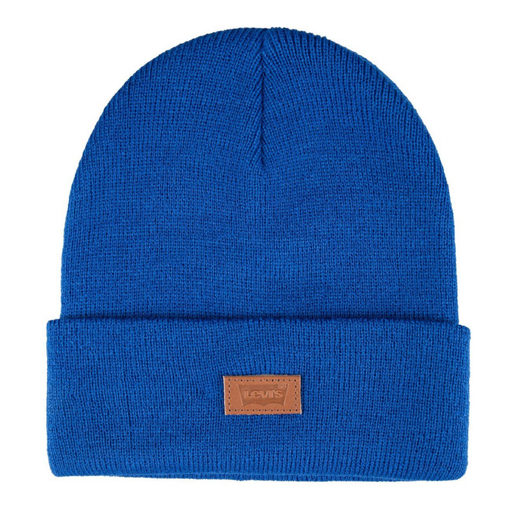 Men's 'All Season Comfy Leather Logo Patch Hero' Beanie