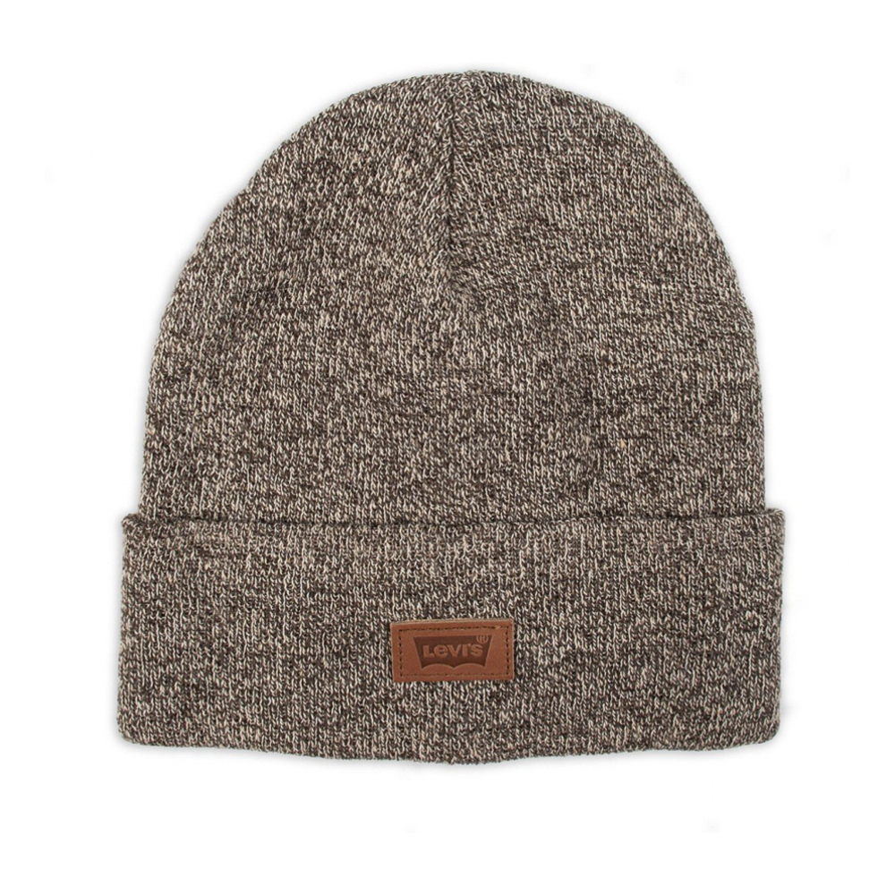 Men's 'All Season Comfy Leather Logo Patch Hero' Beanie