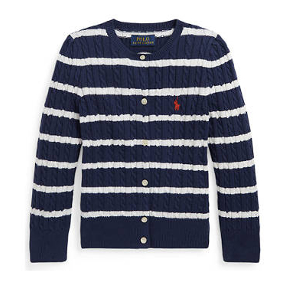 Little Girl's 'Striped Mini Cable' Cardigan