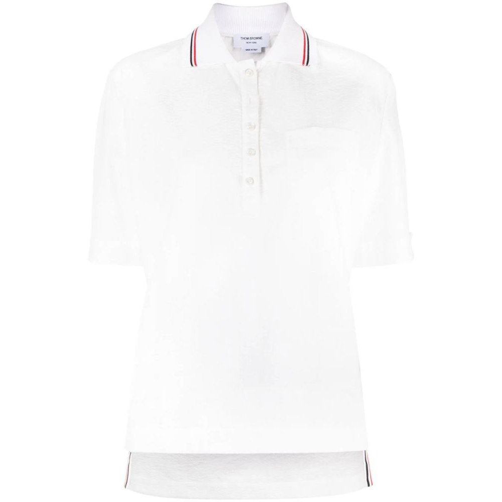 'Rwb-Stripe Seersucker' Polohemd für Damen