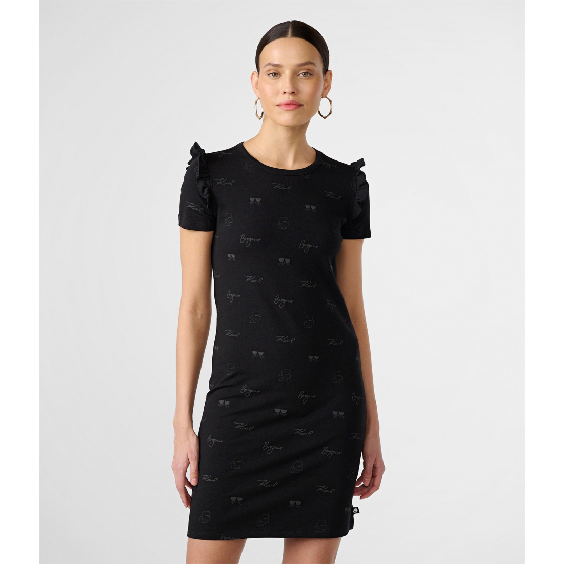 'Ruffle Sleeve Embroidered' T-Shirt-Kleid für Damen