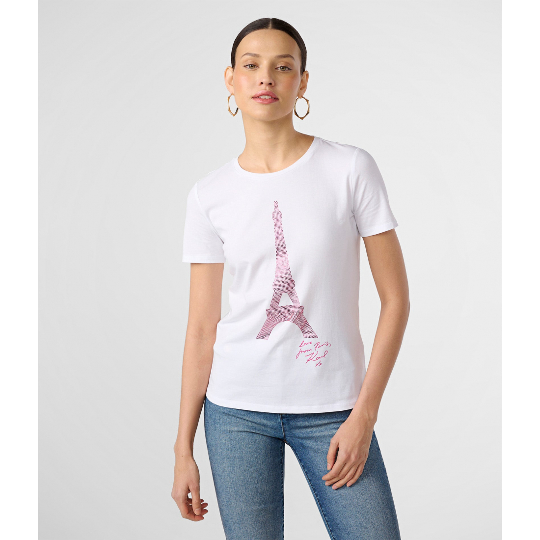 'Sequin Eiffel Tower' T-Shirt für Damen