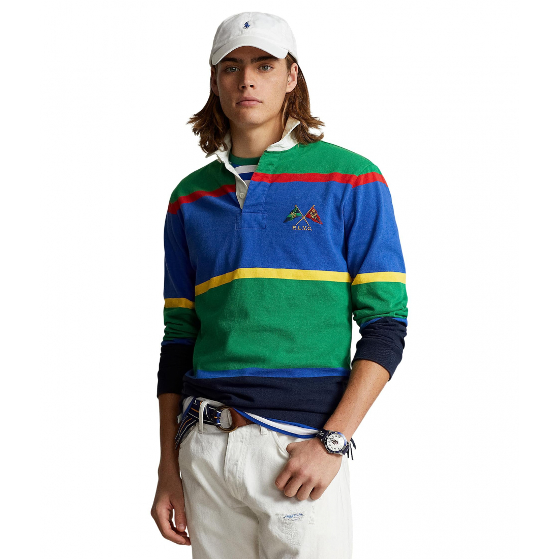 Men's 'Classic Fit Striped' Long-Sleeve Polo Shirt