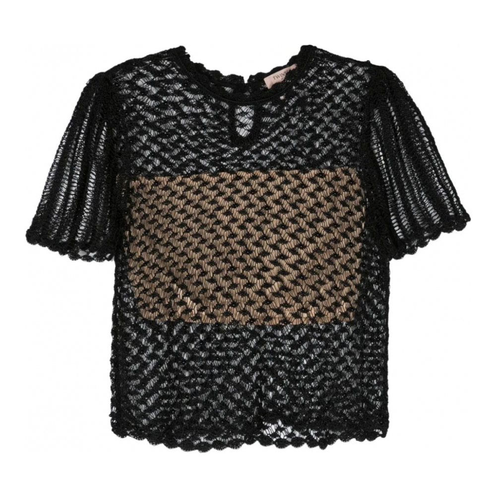 Women's 'Beaded Open-Knit' T-Shirt