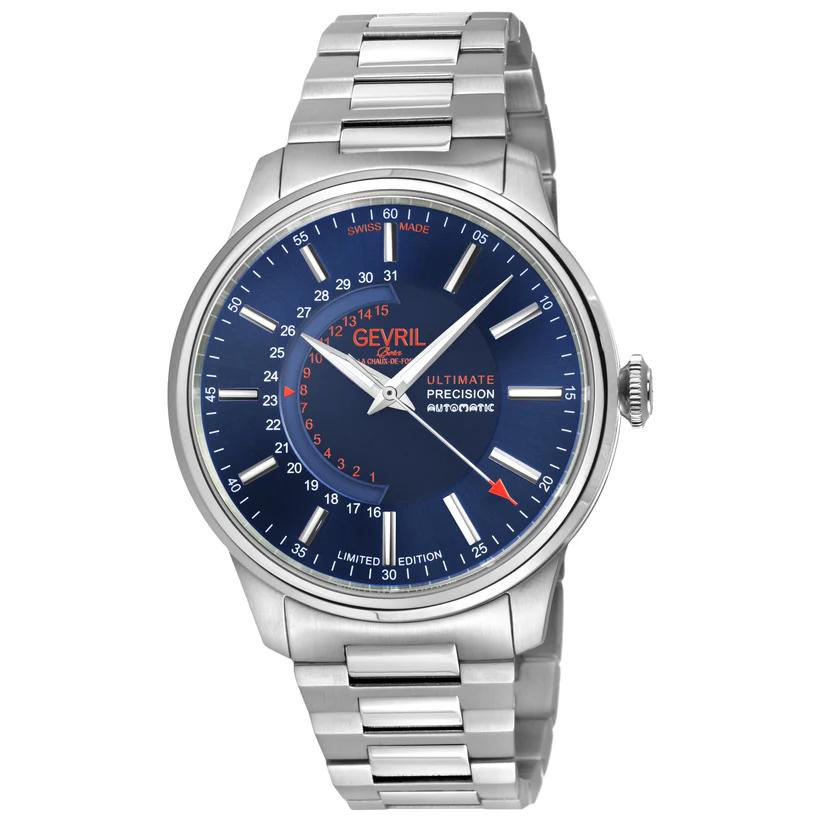 Men's Guggenheim Automatic 316L Stainless Steel Blue Dial, 316L Stainless Steel Satin And Polished Bracelet Watch