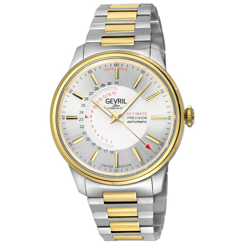 Men's Guggenheim Automatic 316L Stainless Steel Silver Dial, 316L Stainless Steel IP Gold Satin And Polished Bracelet Watch