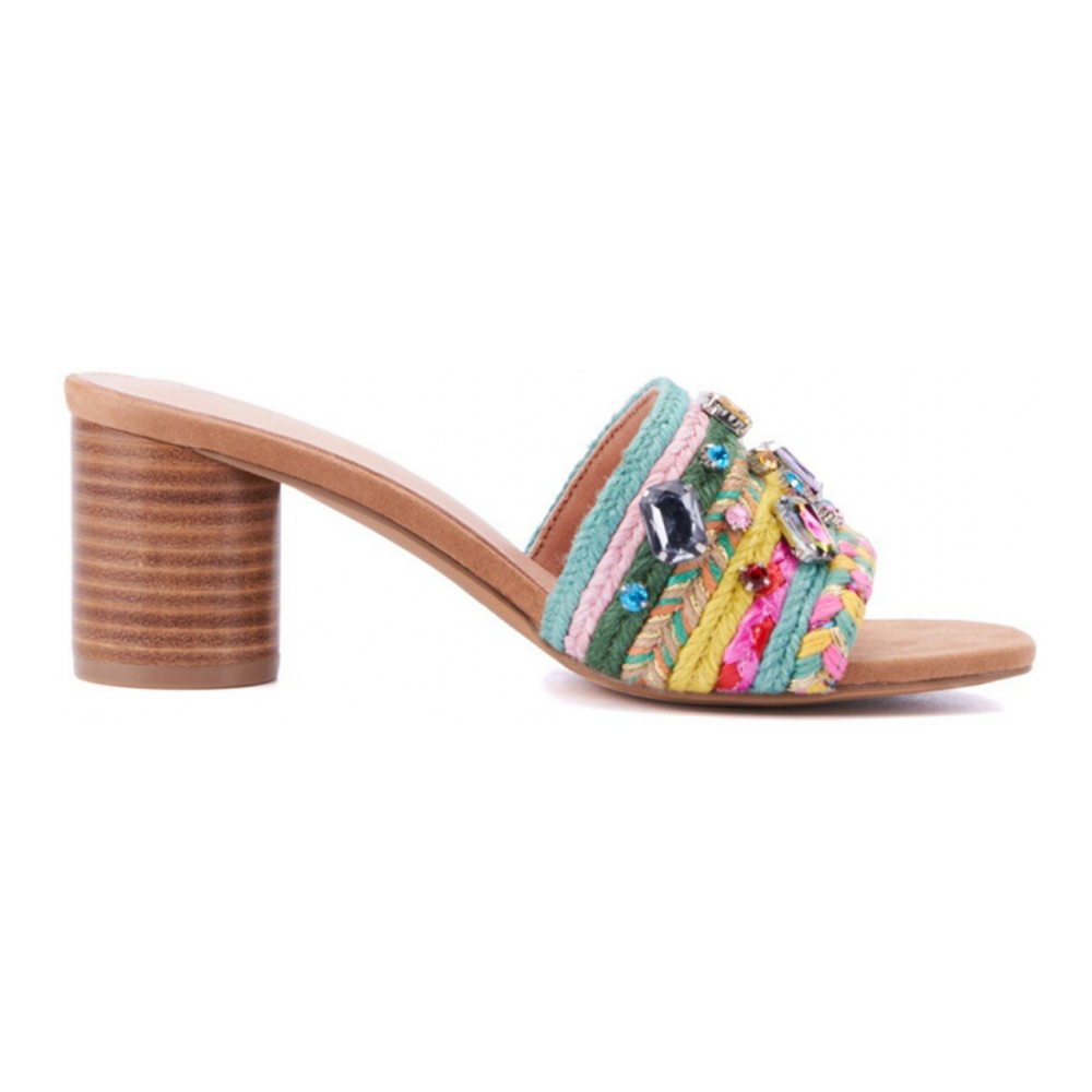 Women's 'Raquelle Wood' High Heel Mules