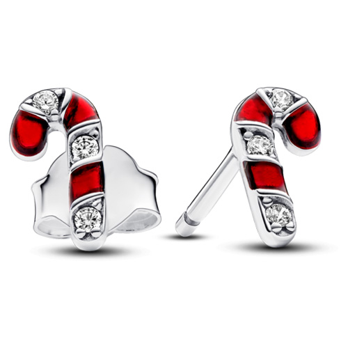 Women's 'Sparkling Red Candy Cane Stud' Earrings