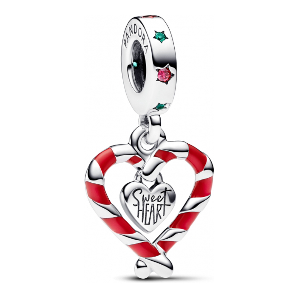 Women's 'Double Candy Cane Heart Christmas' Charm