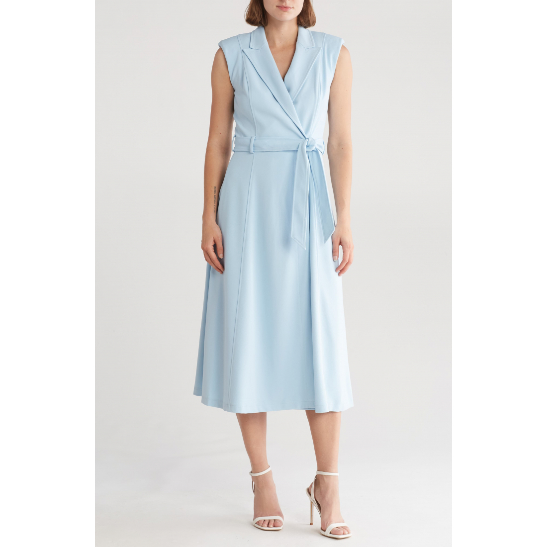 Women's 'Belted Peak Lapel Wrap' Midi Dress