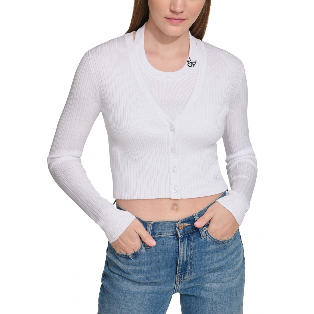 Cardigan 'Ribbed Button-Down' pour Femmes