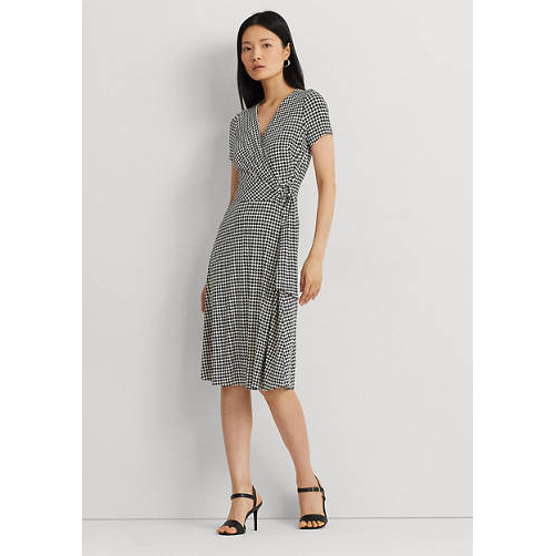 Robe Midi 'Houndstooth Surplice' pour Femmes