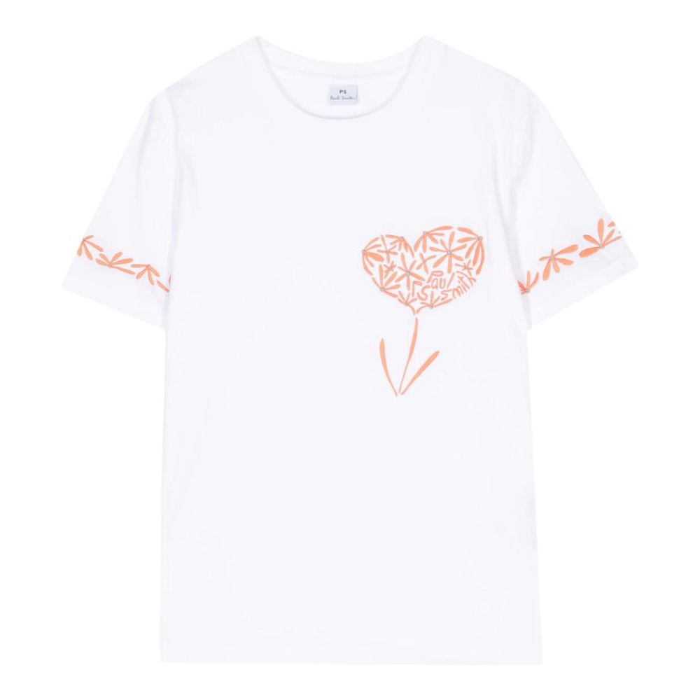'Floral-Embroidered' T-Shirt für Damen