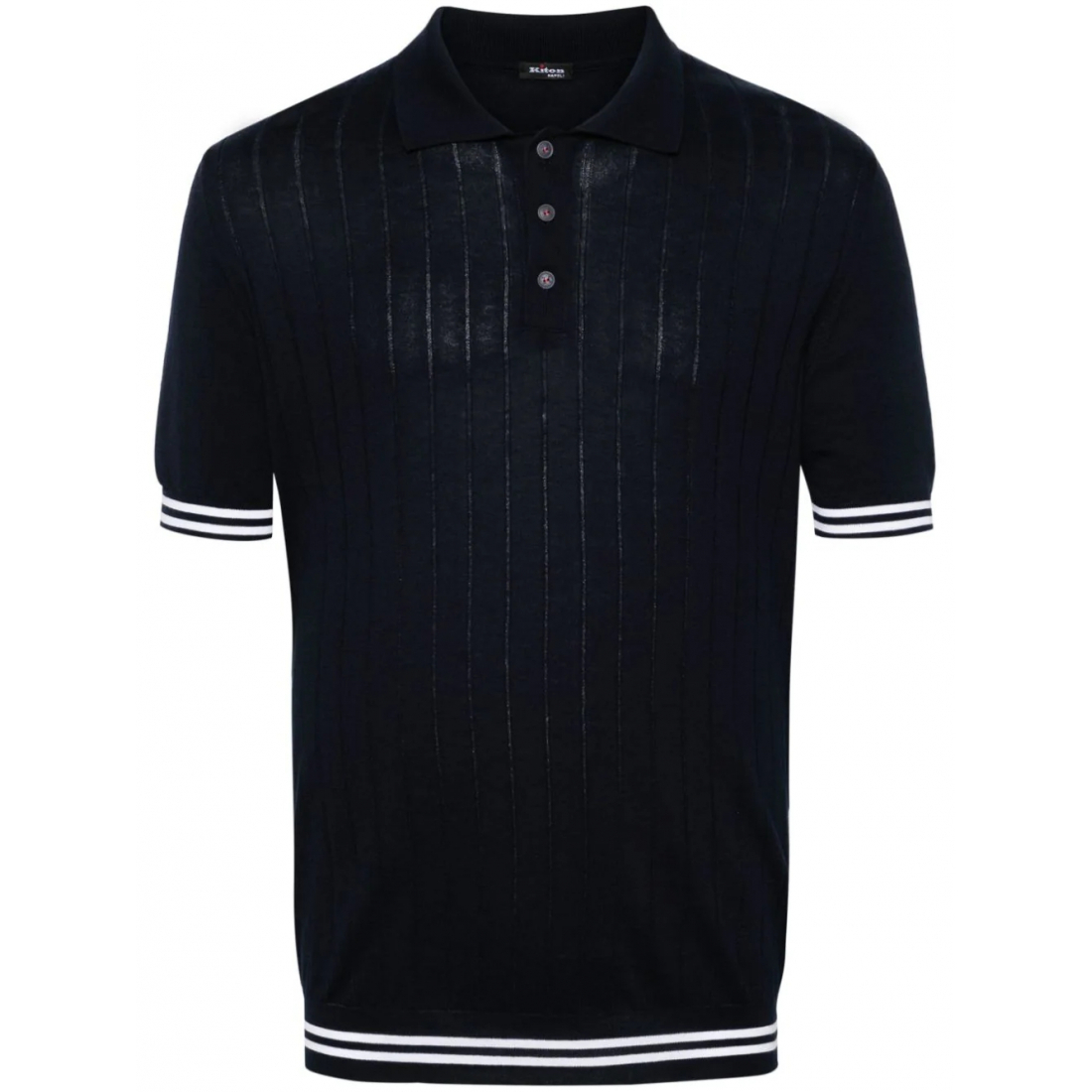 'Striped-Edge Ribbed Polo' Polohemd für Herren