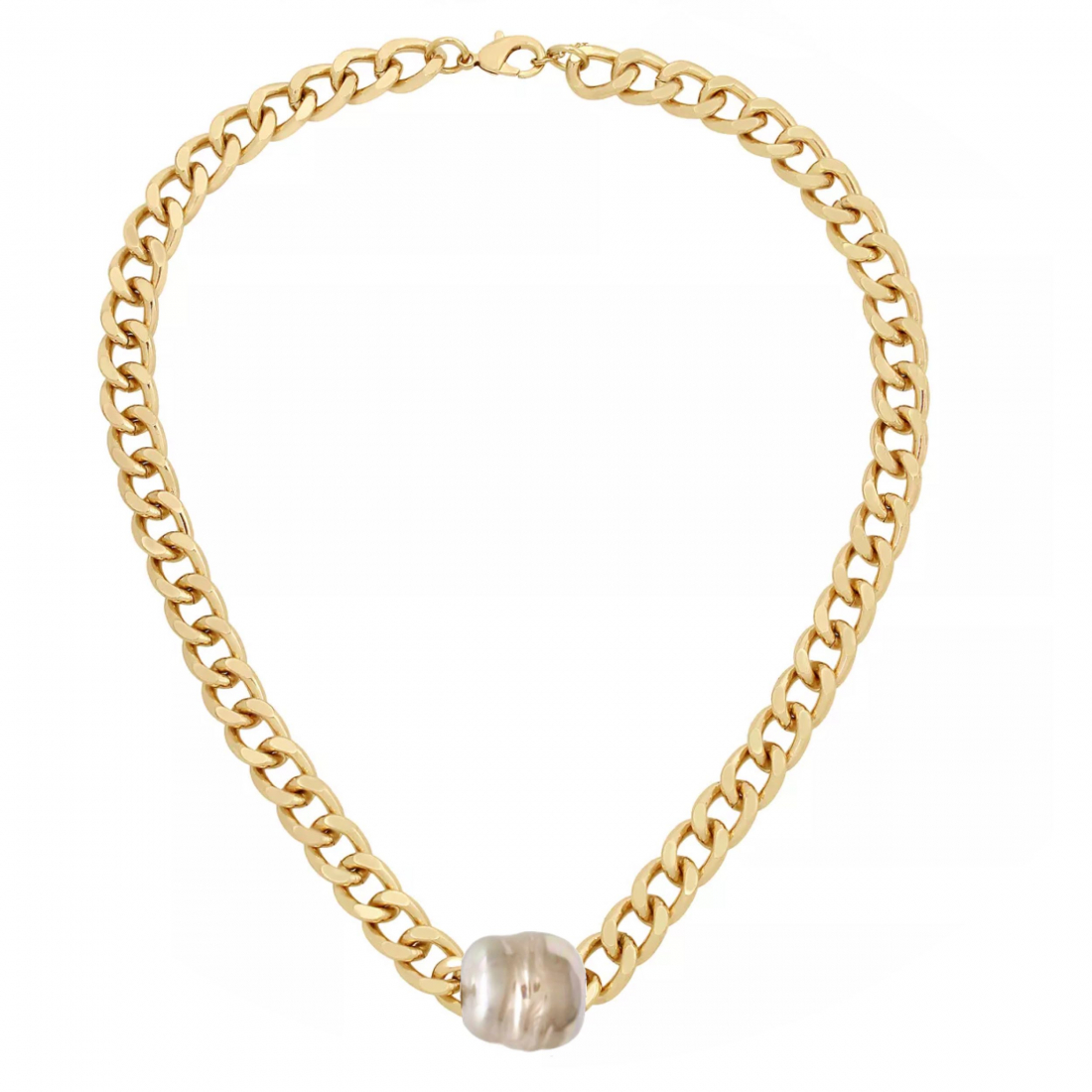 Women's 'Chain Link And Baroque Pearl Solitaire' Necklace