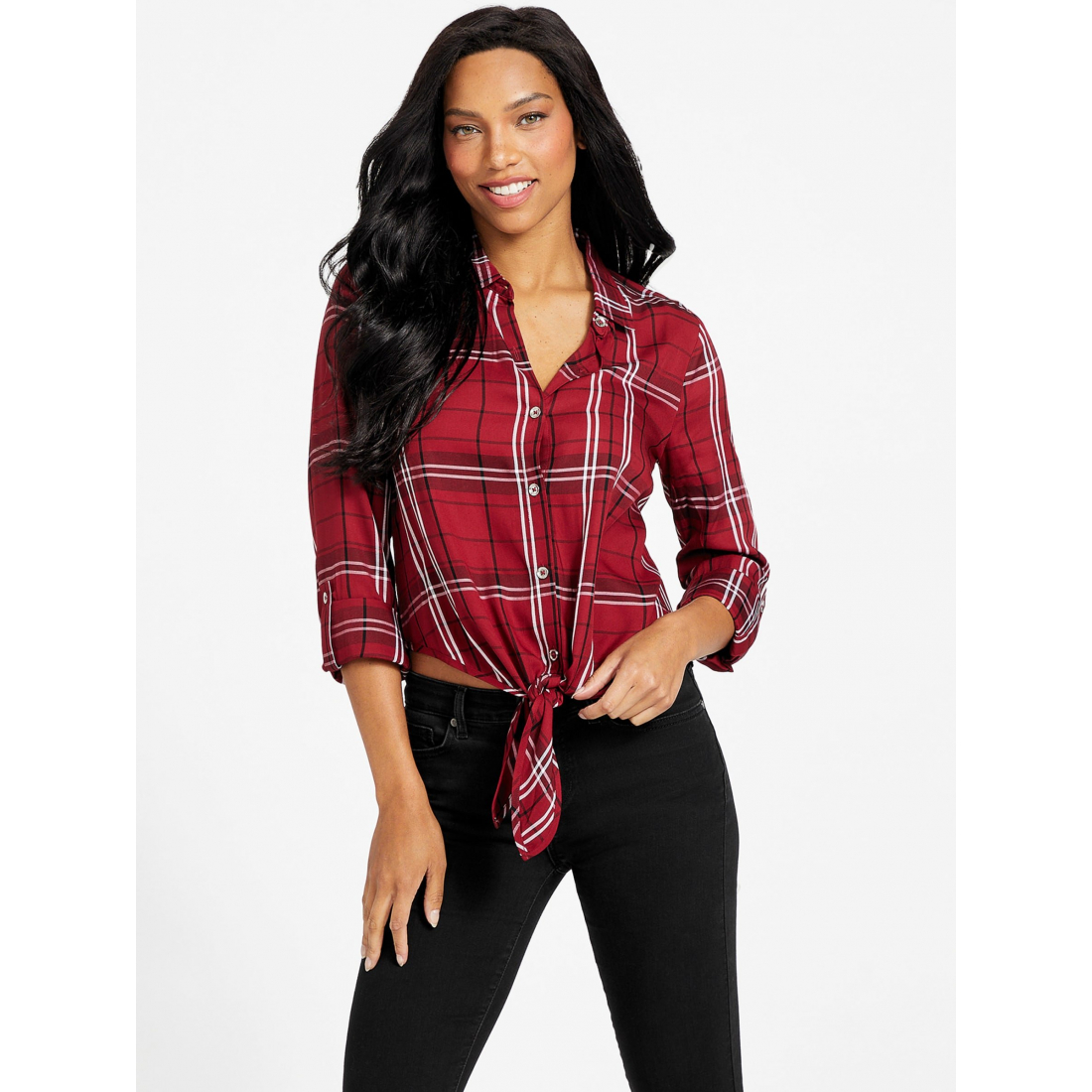 Blouse à manches longues 'Mercy Plaid' pour Femmes