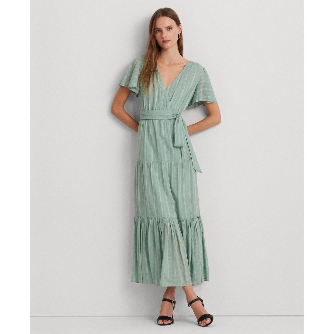 Robe maxi 'Shadow-Gingham Belted' pour Femmes