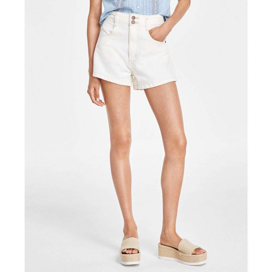 'High-Waisted Cotton Mom' Shorts für Damen