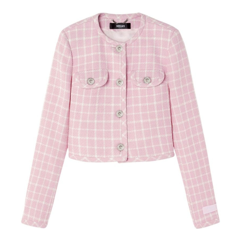 'Medusa Head-Buttons Checked' Crop Jacke für Damen