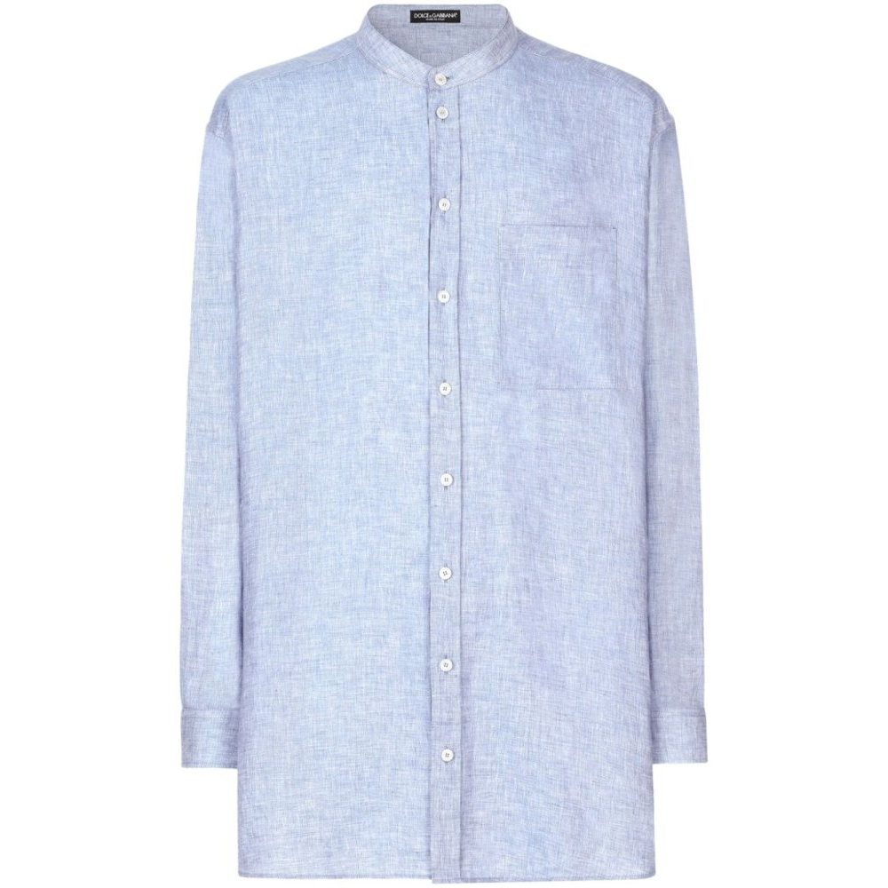 Men's 'Band-Collar' Linen Shirt