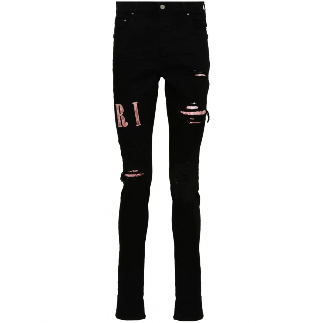 Men's 'Waxed Logo-Appliqué' Skinny Jeans