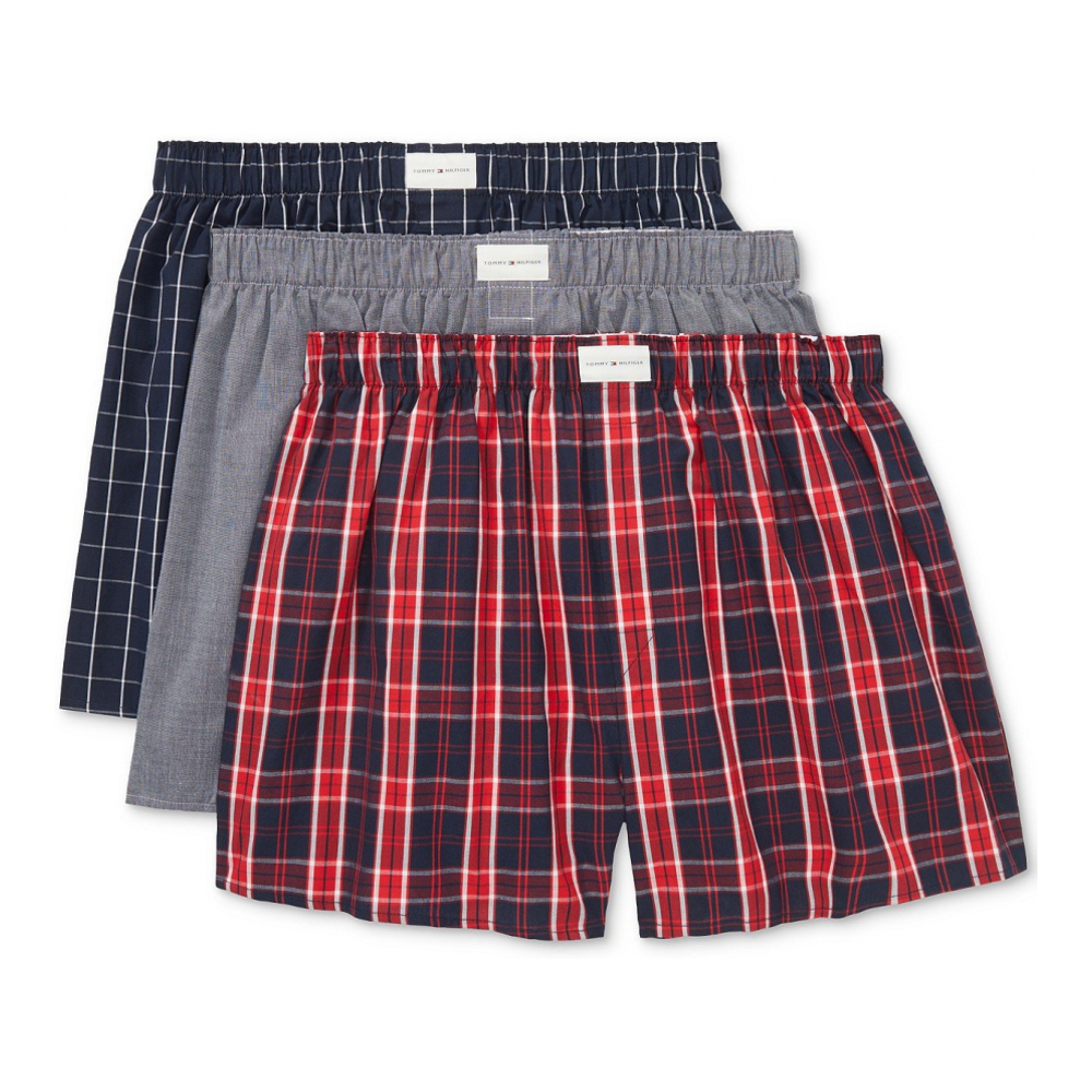 '3-Pk. Classic Printed Cotton Poplin Boxers' pour Hommes