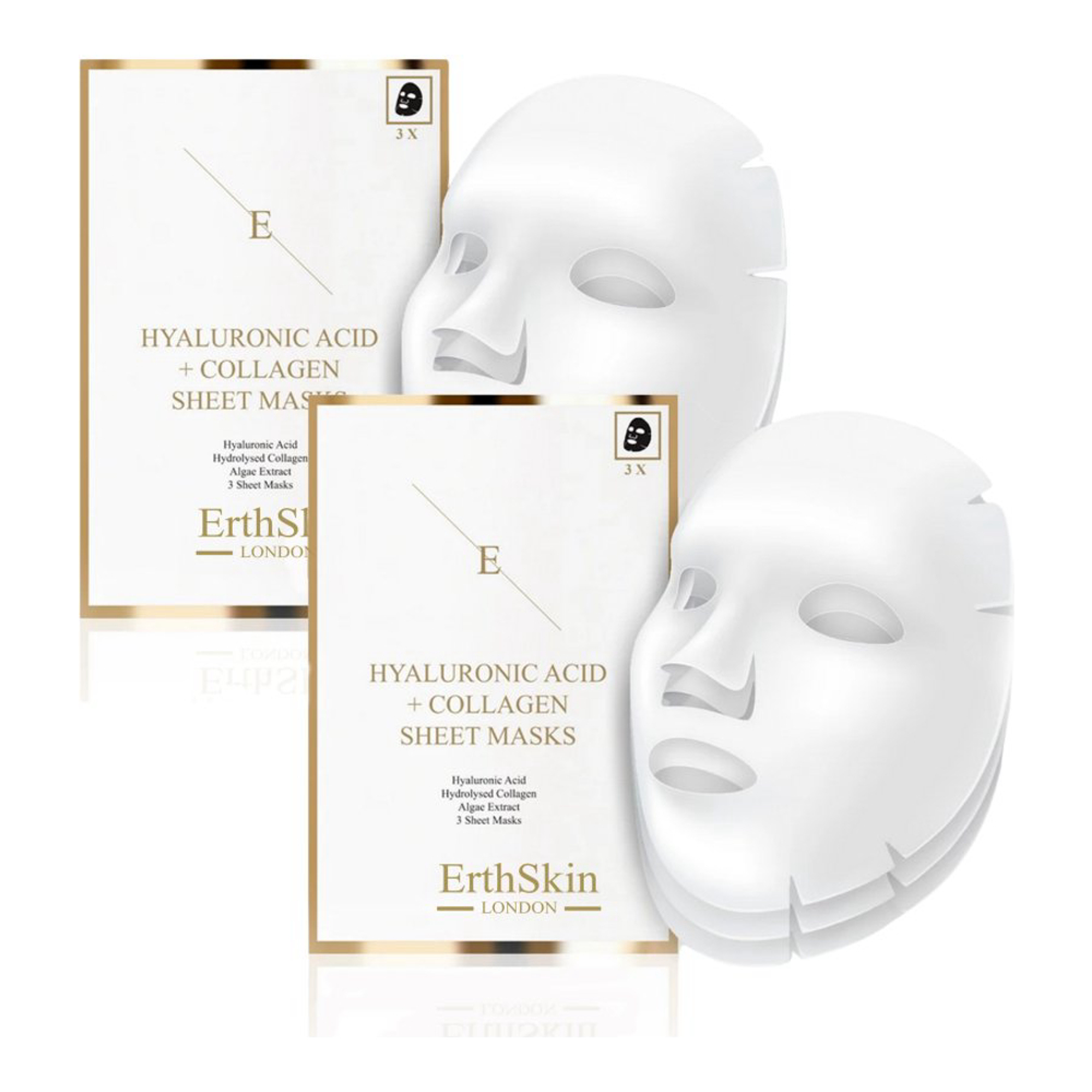 'Hyaluronic Acid & Collagen' Sheet Mask Set - 2 Pieces