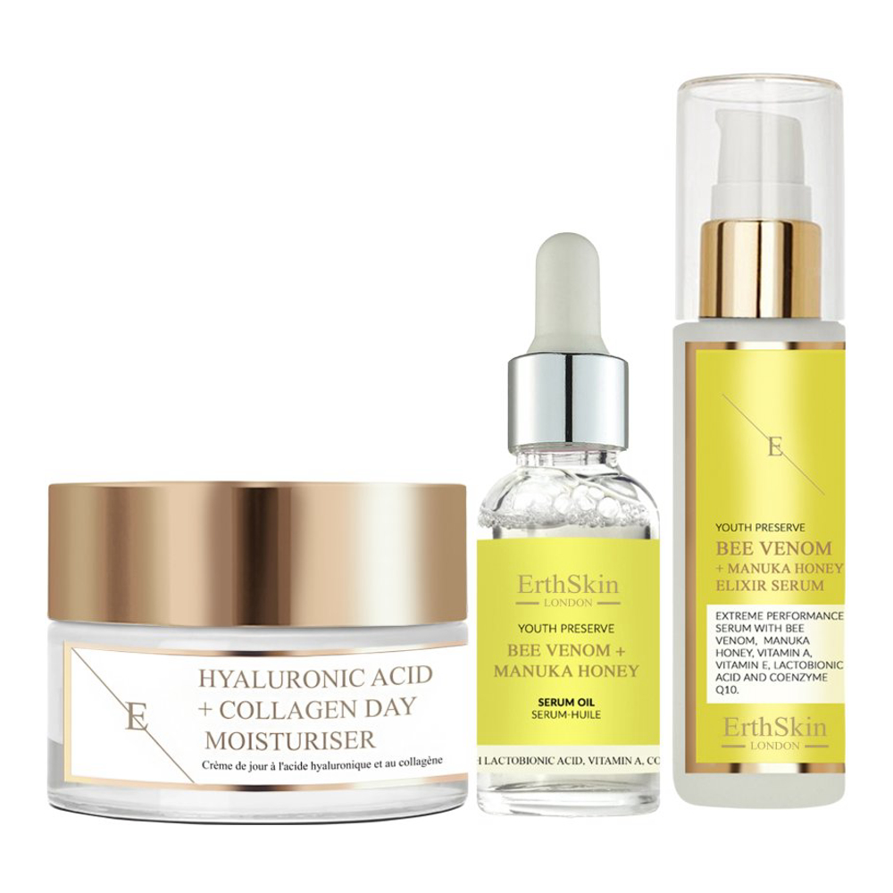 'Hyaluronic Acid & Collagen + Bee Venom + Manuka Honey' Anti-Aging Care Set - 3 Pieces