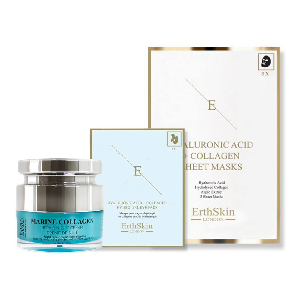 'Marine Collagen + Hyaluronic Acid & Collagen + Hyaluronic Acid' Anti-Aging-Pflegeset - 3 Stücke