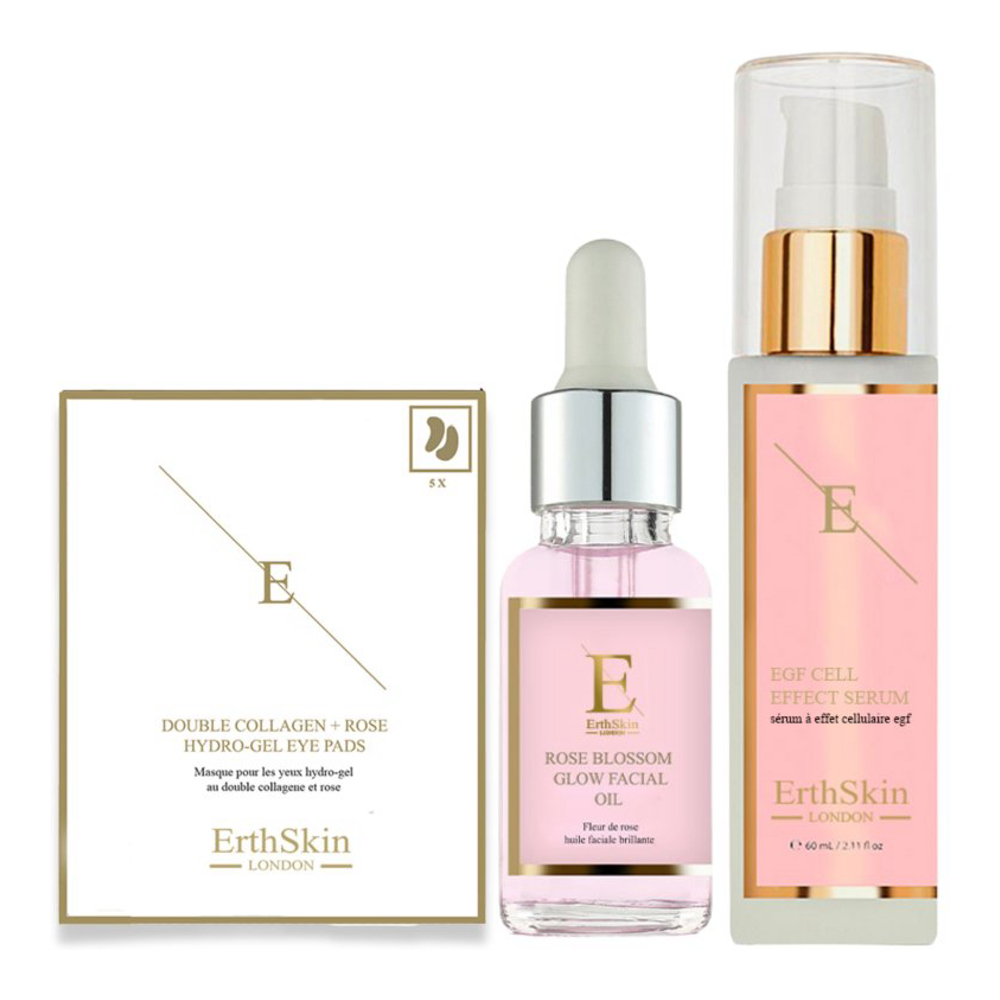 'EGF Cell Effect + Rose Blossom +Double Collagen + Rose' Anti-Aging-Pflegeset - 3 Stücke