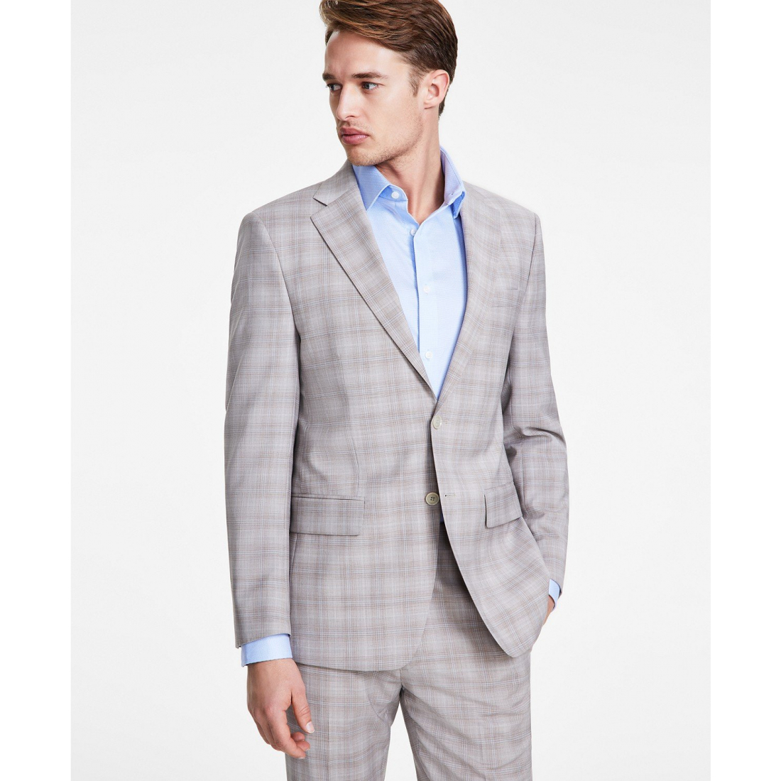 Men's 'Slim-Fit Wool Blend Stretch Plaid' Suit Jacket