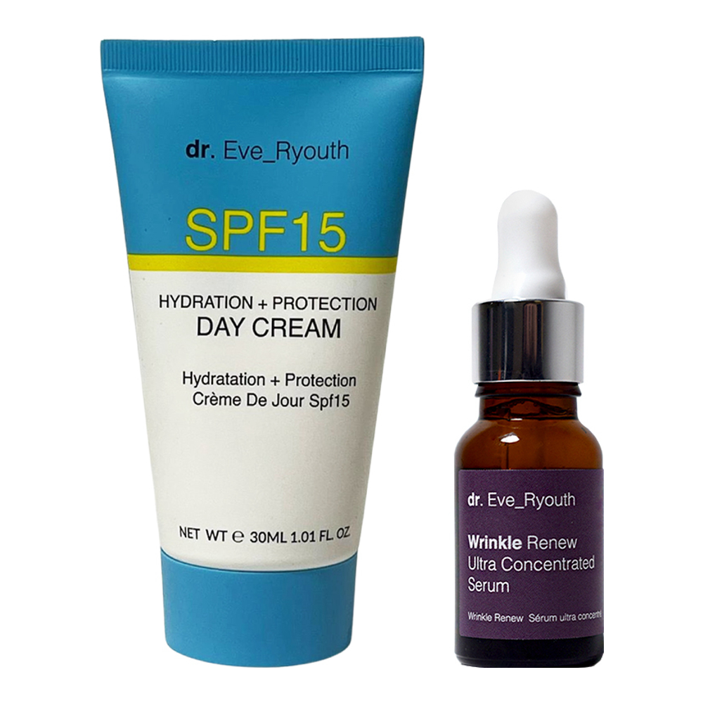 'SPF15 Hydration + Wrinkle Renew' Day Cream, Face Serum - 2 Pieces