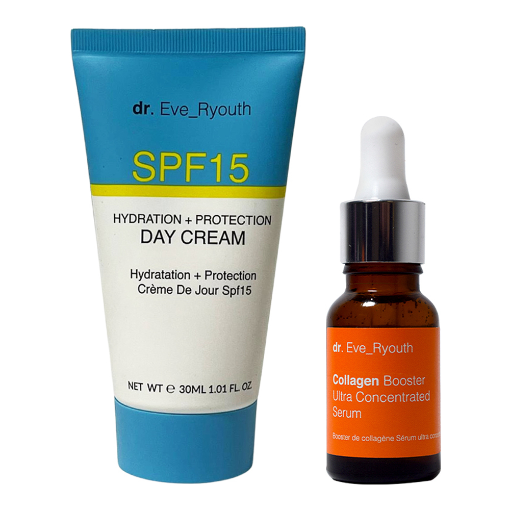 'SPF15 Hydration + Collagen Booster' Day Cream, Face Serum - 2 Pieces