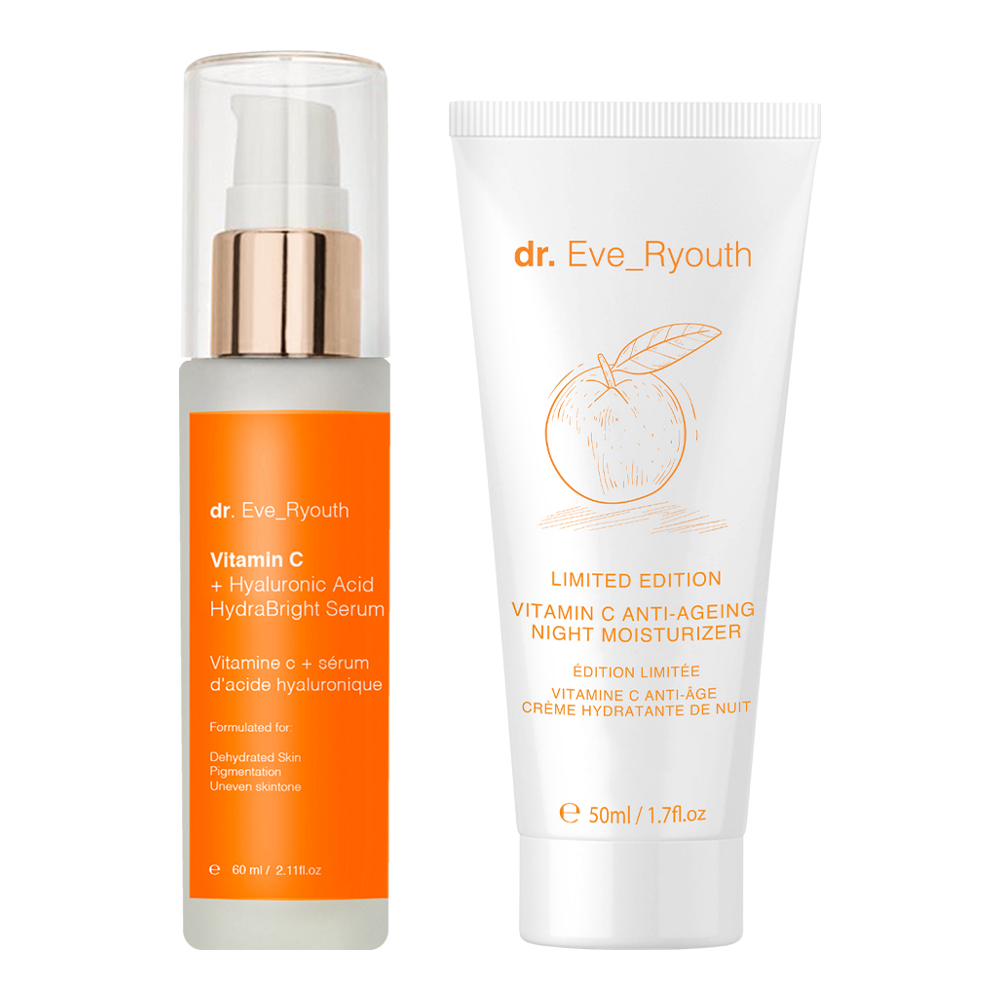 'Vitamin C + Hyaluronic Acid Hydrabright' Face Serum, Night Cream - 2 Pieces