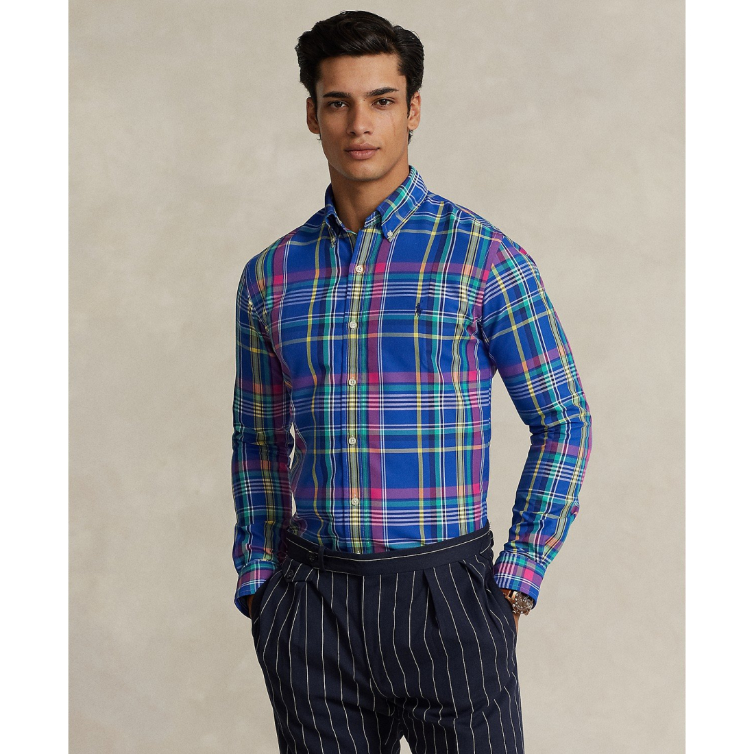 Classic-Fit Plaid Performance Shirt pour Hommes