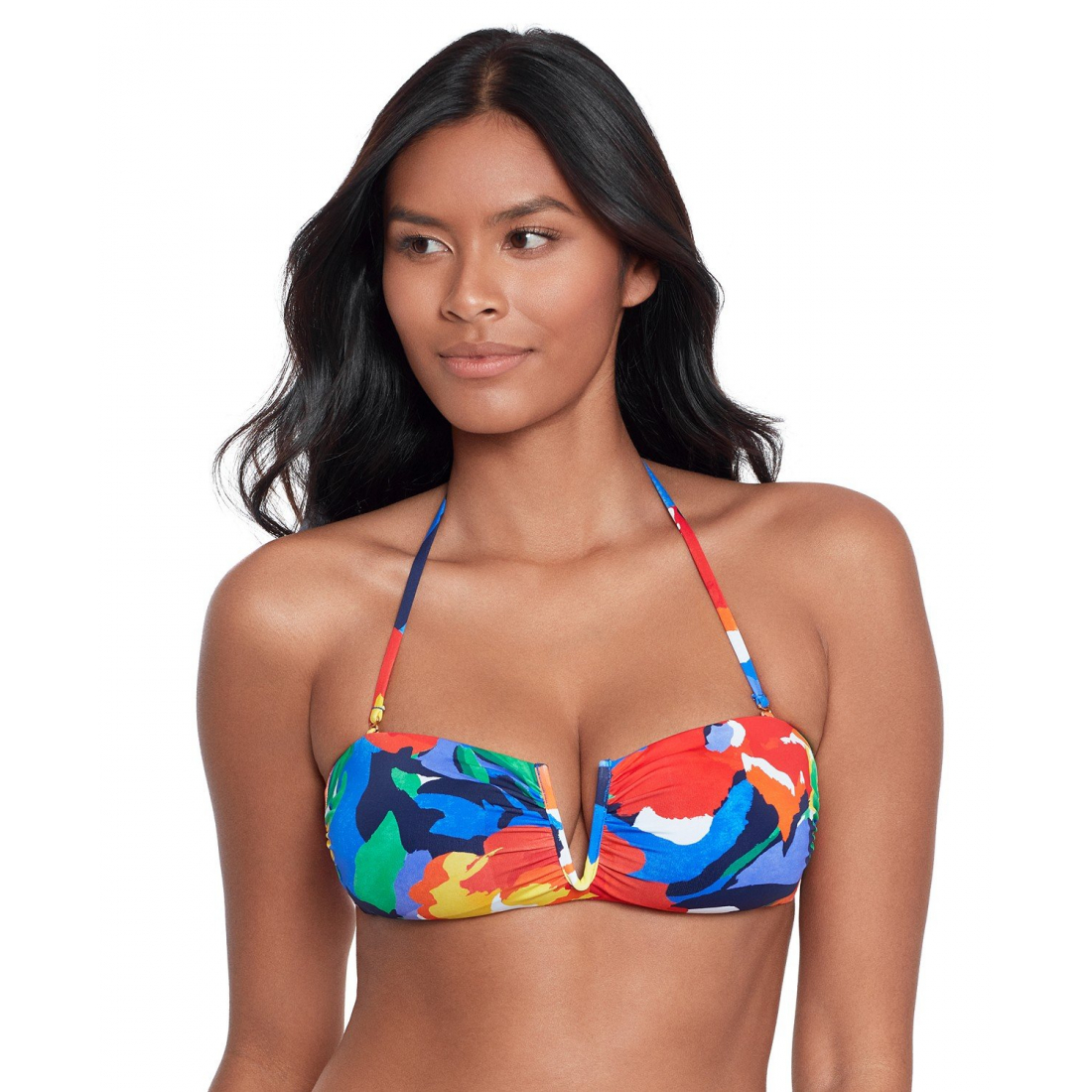 Women's 'Printed V-Wire Bandeau' Bikini Top