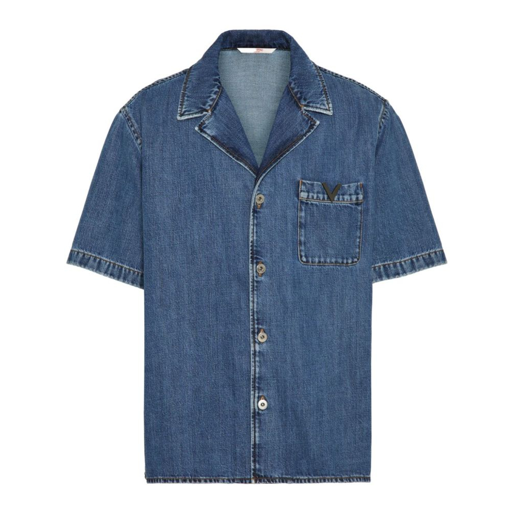 Chemise en Jean 'V-Detail Bowling' pour Hommes