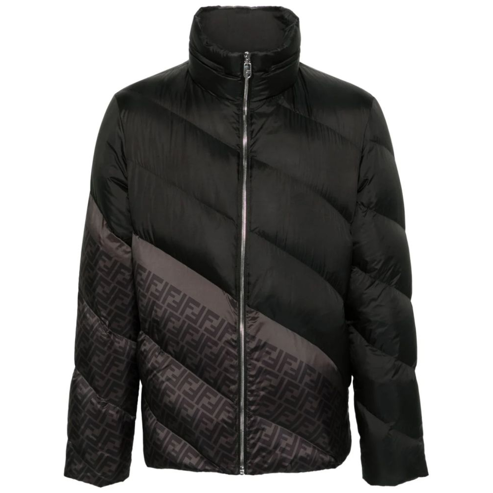 Men's 'Ff-Print Diagonal-Quilted' Puffer Jacket